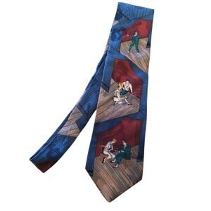The Elvis Presley Collection by Supersa 100% Italian Silk Tie Blue Red 57"